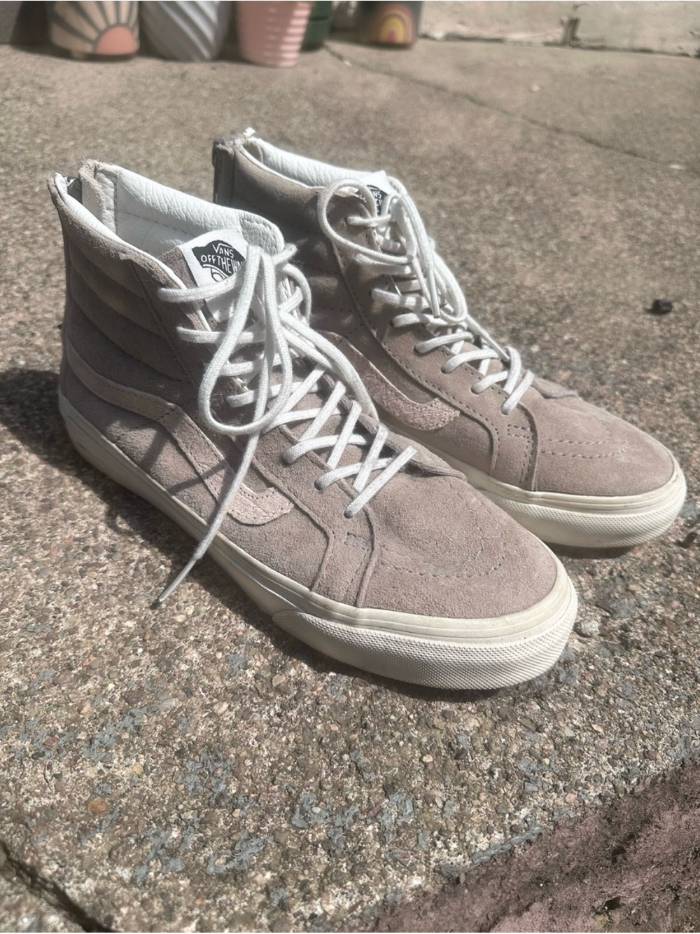 Vans Sk8-Hi Suede High-Top Sneakers in Light Taupe